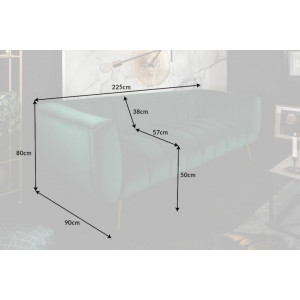 NOBLESSE exkluzív bársony kanapé - smaragd - 225cm