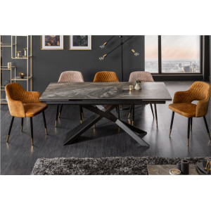 EUPHORIA exkluzív bővíthető étkezőasztal - sötét márvány - 180-220-260cm