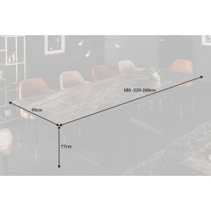 EUPHORIA exkluzív bővíthető étkezőasztal - sötét márvány - 180-220-260cm