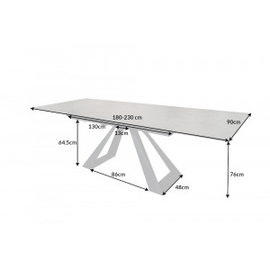 CONCORD design bővíthető étkezőasztal - kerámia- 180-230cm - antracit