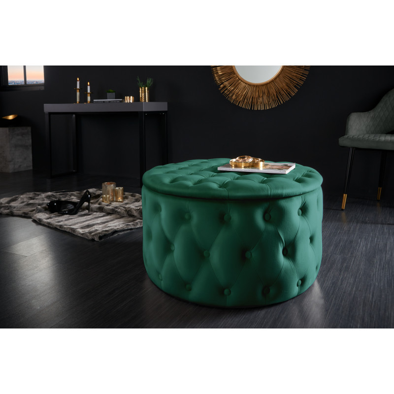 MODERN BAROCK design bársony puff - 75cm - zöld