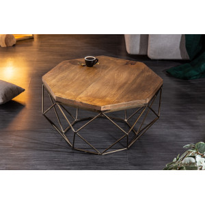 DIAMOND modern mangófa dohányzóasztal - 69cm Fa
