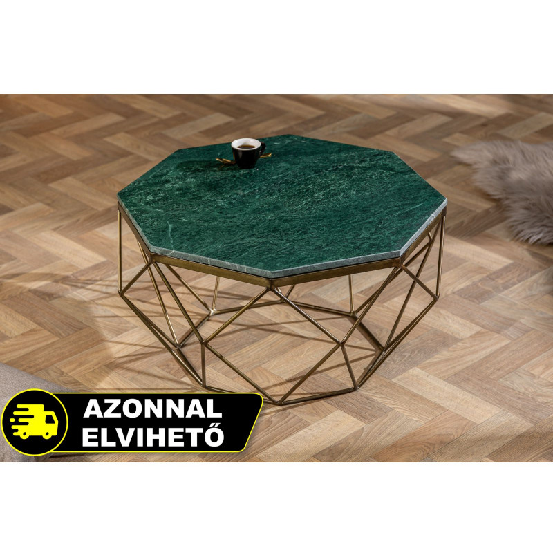 DIAMOND modern márvány dohányzóasztal - 69cm - zöld