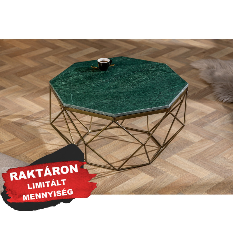 DIAMOND modern márvány dohányzóasztal - 69cm - zöld