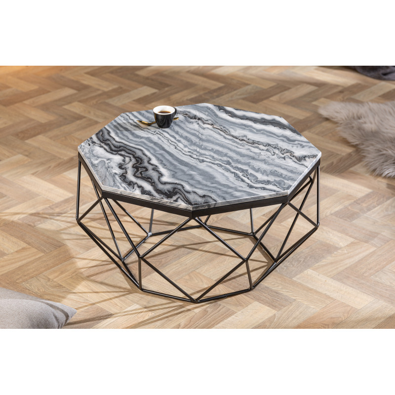 DIAMOND modern márvány dohányzóasztal - 69cm - szürke