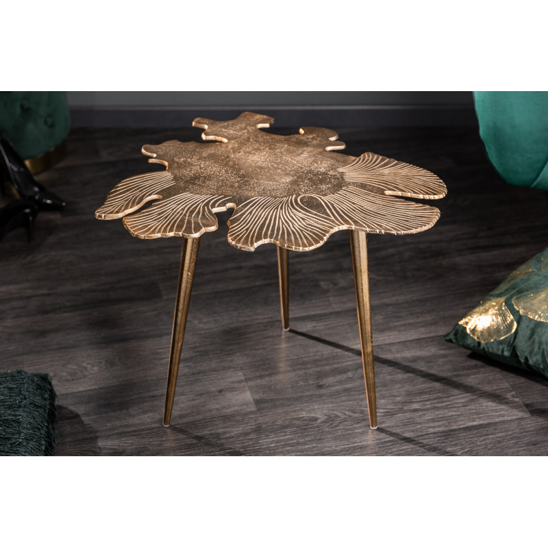 LEAF design dohányzóasztal - 57cm - arany