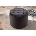 MODERN BAROCK modern bársony puff/tároló - 50cm - fekete