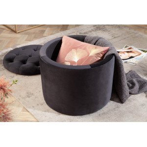 MODERN BAROCK modern bársony puff/tároló - 50cm - fekete