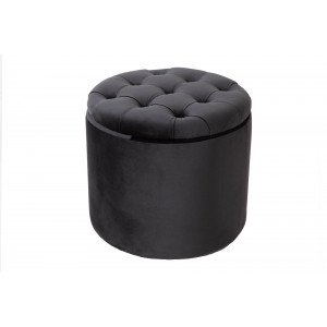 MODERN BAROCK modern bársony puff/tároló - 50cm - fekete