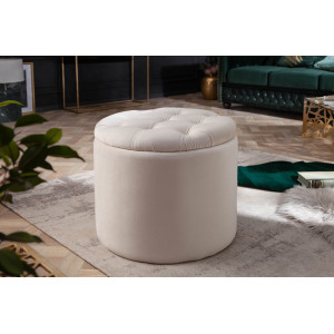 MODERN BAROCK modern bársony puff/tároló - 50cm - beige INVICTA