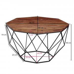 NOVA modern rózsafa dohányzóasztal - 66cm