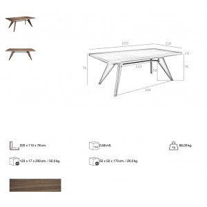 PARLA exkluzív dió étkezőasztal - 220cm