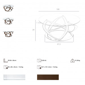RHIZOMA luxus dohányzóasztal - 100cm