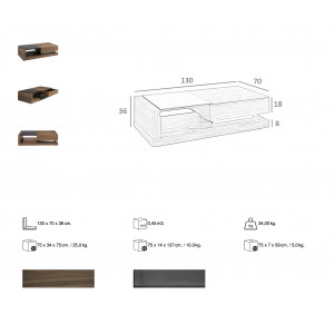 TARRAGONA exkluzív diófa dohányzóasztal - 130cm