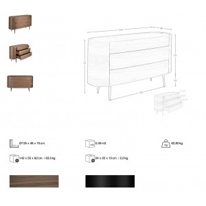 SEVILLA luxus dió komód - 135cm