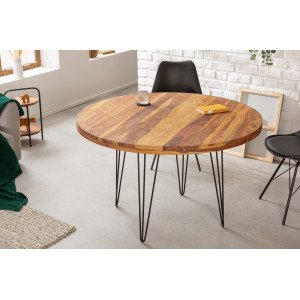 MALUN tömör rózsafa kerek étkezőasztal - 80/120cm Étkezőasztalok