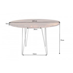 MALUN tömör rózsafa kerek étkezőasztal - 80/120cm