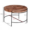 GIORGIA tömör akác dohányzóasztal - 62cm