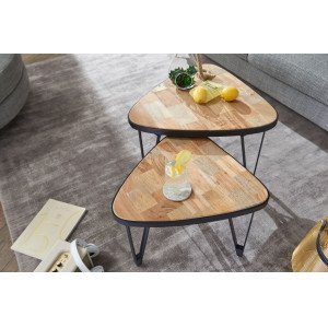 MARGOT modern akác-mangó dohányzóasztal szett Fa