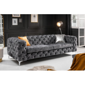 MAGNOLIA design bársony kanapé - antracit INVICTA