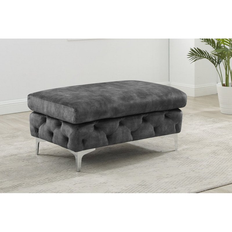 MAGNOLIA design bársony puff - antracit