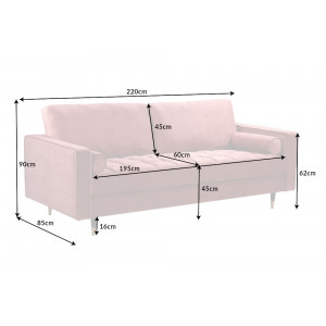 COZY VELVET design bársony kanapé - 220cm - mályva