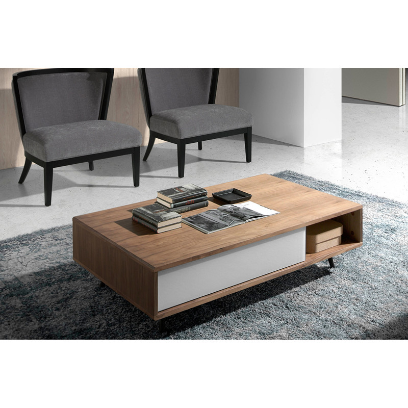 ESQUINA design dohányzóasztal - dió/üveg