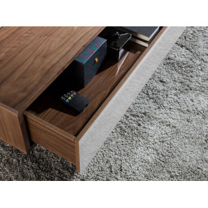 ESQUINA design dohányzóasztal - dió/üveg