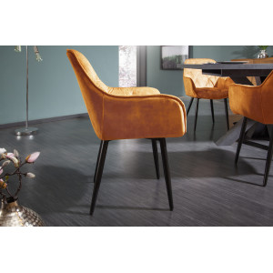 MILAN modern bársony szék - okker