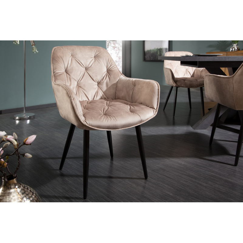 MILAN modern bársony szék - beige