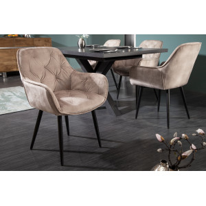 MILAN modern bársony szék - beige