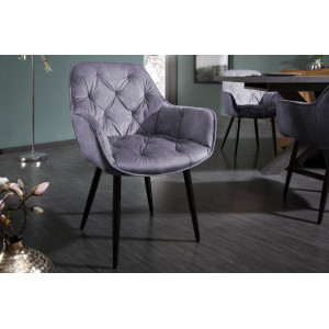 MILAN modern bársony szék - szürke INVICTA