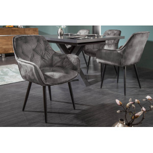 MILAN II modern bársony szék - szürke/zöld INVICTA