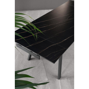 DYLAN MARBLE design bővíthető étkezőasztal - kerámia- 140-200cm - sötét márvány
