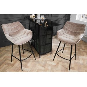MATCH design bársony bárszék - beige INVICTA