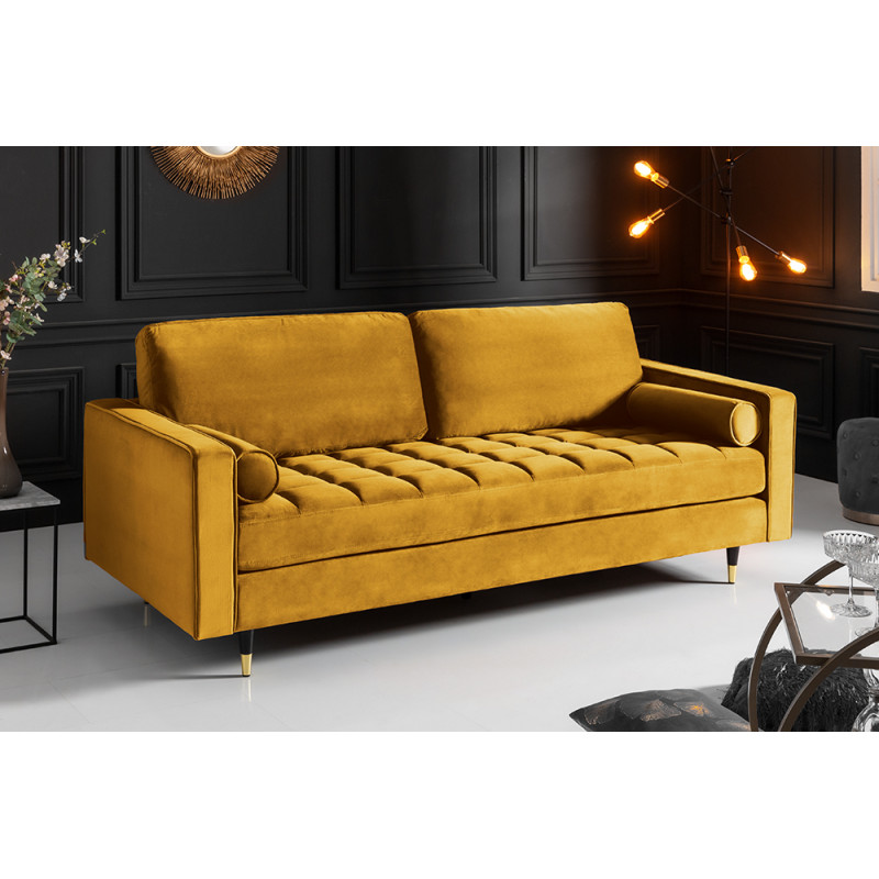 COZY VELVET design bársony kanapé - 220cm - okker