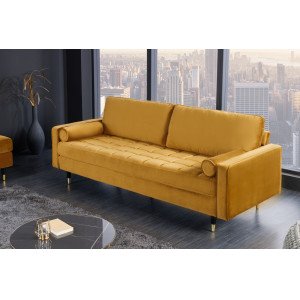 COZY VELVET design bársony kanapé - 220cm - okker