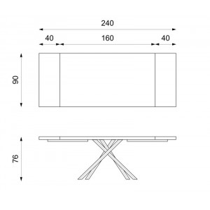 SPIKE modern bővíthető étkezőasztal - tölgy/fekete - 160-240cm