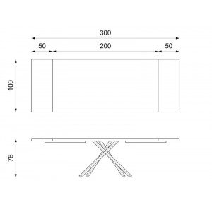 SPIKE modern bővíthető étkezőasztal - tölgy/fekete - 200-300cm