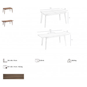 CRUZAR dió design bővíthető étkezőasztal - 150-200cm