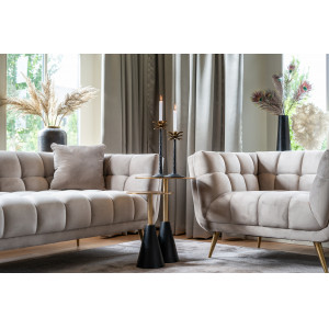 HOUXLEY design kanapé - 230cm - antracit/beige/fehér