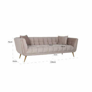 HOUXLEY design kanapé - 230cm - antracit/beige/fehér