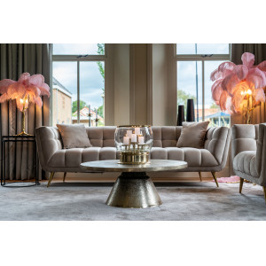HOUXLEY design kanapé - 230cm - antracit/beige/fehér