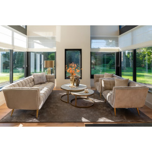 HOUXLEY design kanapé - 230cm - antracit/beige/fehér