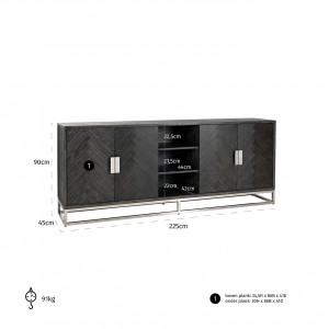 BLACKBONE exkluzív komód -225cm- arany/ezüst