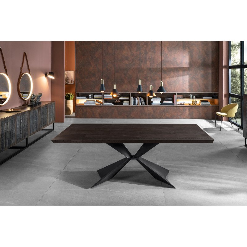 STARK modern bővíthető étkezőasztal - sötét tölgy/fekete - 160-240cm