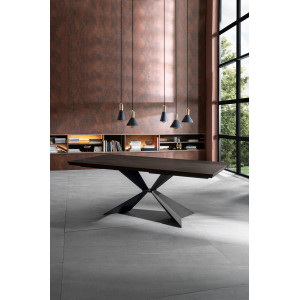 STARK modern étkezőasztal - sötét tölgy/fekete - 160cm