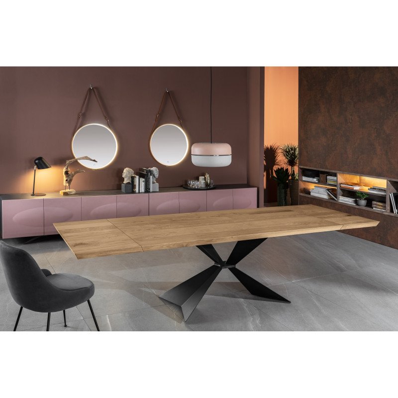 STARK modern bővíthető étkezőasztal - tölgy/fekete - 160-240cm