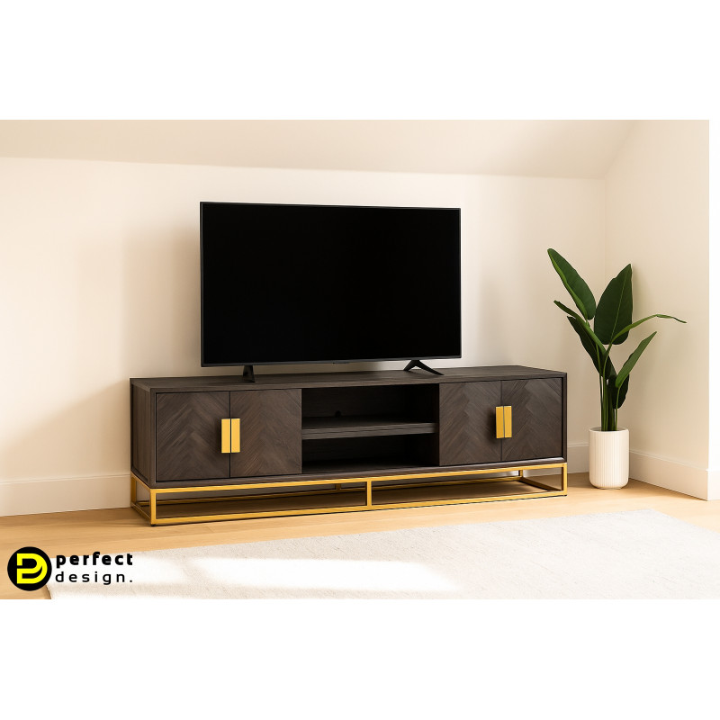 BLACKBONE exkluzív TV-szekrény - 220cm - arany/ezüst