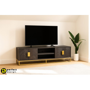 BLACKBONE exkluzív TV-szekrény - 220cm - arany/ezüst RICHMOND